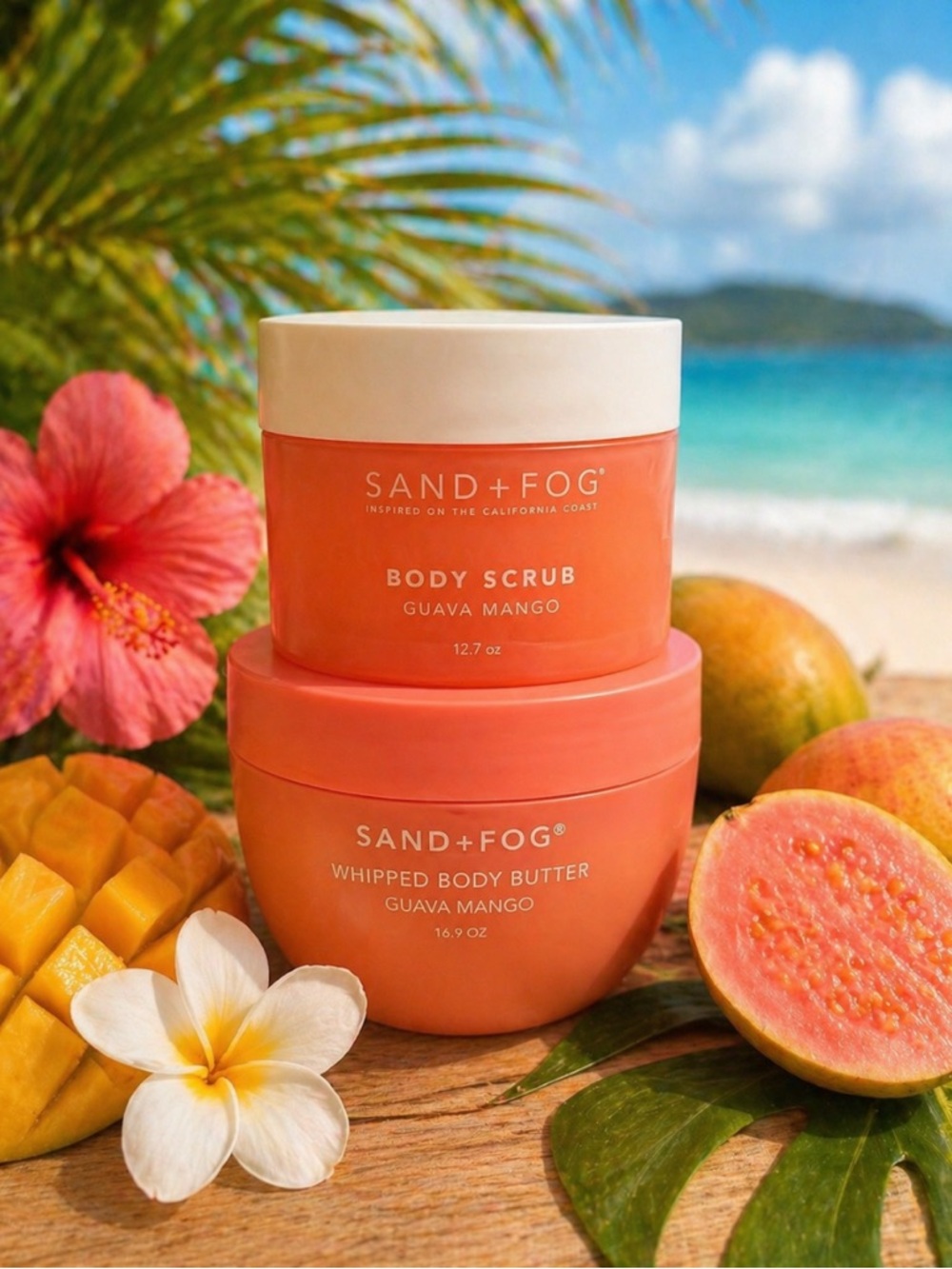 SAND+FOG JUMBO Guava Mango Body Scrub 12.7oz & JUMBO Whipped Body Butter 16.9oz